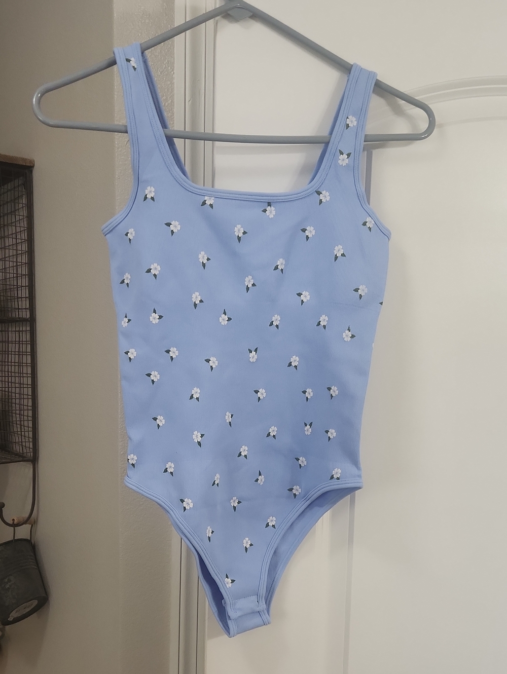 Light Blue Floral One-Piece Bodysuit